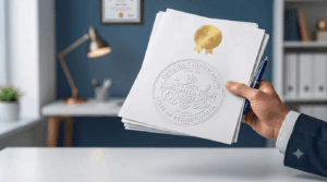 hand holding representation of a certified copy with pennsylvania seal